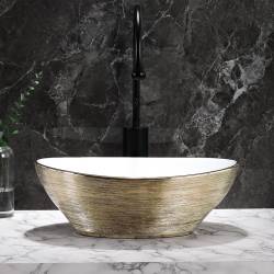 UMYWALKA NABLATOWA CERAMICZNA OWALNA LUMO-GL-BR-405 ZŁOTA LUMO-GL-BR-405