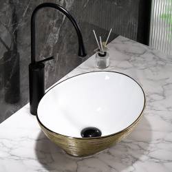 UMYWALKA NABLATOWA CERAMICZNA OWALNA LUMO-GL-BR-405 ZŁOTA LUMO-GL-BR-405