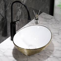 UMYWALKA NABLATOWA CERAMICZNA OWALNA LUMO-GL-BR-405 ZŁOTA LUMO-GL-BR-405