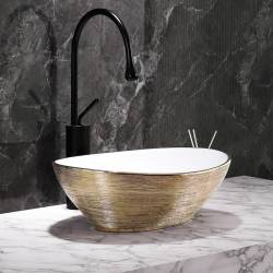 UMYWALKA NABLATOWA CERAMICZNA OWALNA LUMO-GL-BR-405 ZŁOTA LUMO-GL-BR-405