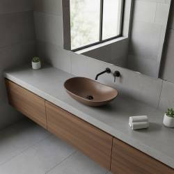 UMYWALKA NABLATOWA CERAMICZNA OWALNA LAVI-BR-625 BRĄZOWA LAVI-BR-625