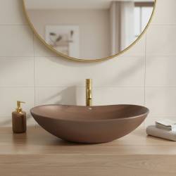 UMYWALKA NABLATOWA CERAMICZNA OWALNA LAVI-BR-625 BRĄZOWA LAVI-BR-625