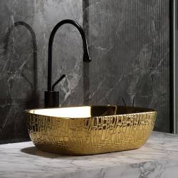 UMYWALKA NABLATOWA CERAMICZNA PROSTOKĄTNA MILO-GL-MOD7-455 ZŁOTA MILO-GL-MOD7-455