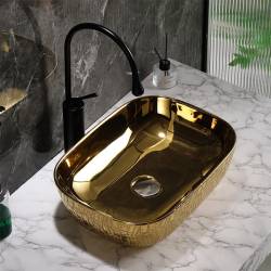 UMYWALKA NABLATOWA CERAMICZNA PROSTOKĄTNA MILO-GL-MOD7-455 ZŁOTA MILO-GL-MOD7-455