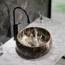 UMYWALKA NABLATOWA CERAMICZNA OKRĄGŁA MARMUROWA NAOMI-MAR6-400