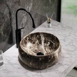 UMYWALKA NABLATOWA CERAMICZNA OKRĄGŁA MARMUROWA NAOMI-MAR6-400