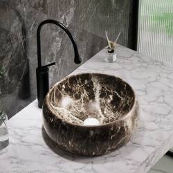 UMYWALKA NABLATOWA CERAMICZNA OKRĄGŁA MARMUROWA NAOMI-MAR6-400
