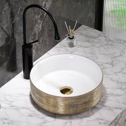 UMYWALKA NABLATOWA CERAMICZNA OKRĄGŁA LAVA-GL-BR-360 ZŁOTA LAVA-GL-BR-360
