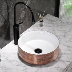 UMYWALKA NABLATOWA CERAMICZNA OKRĄGŁA LAVA-P-GL-360 RÓŻOWE ZŁOTO LAVA-P-GL-360