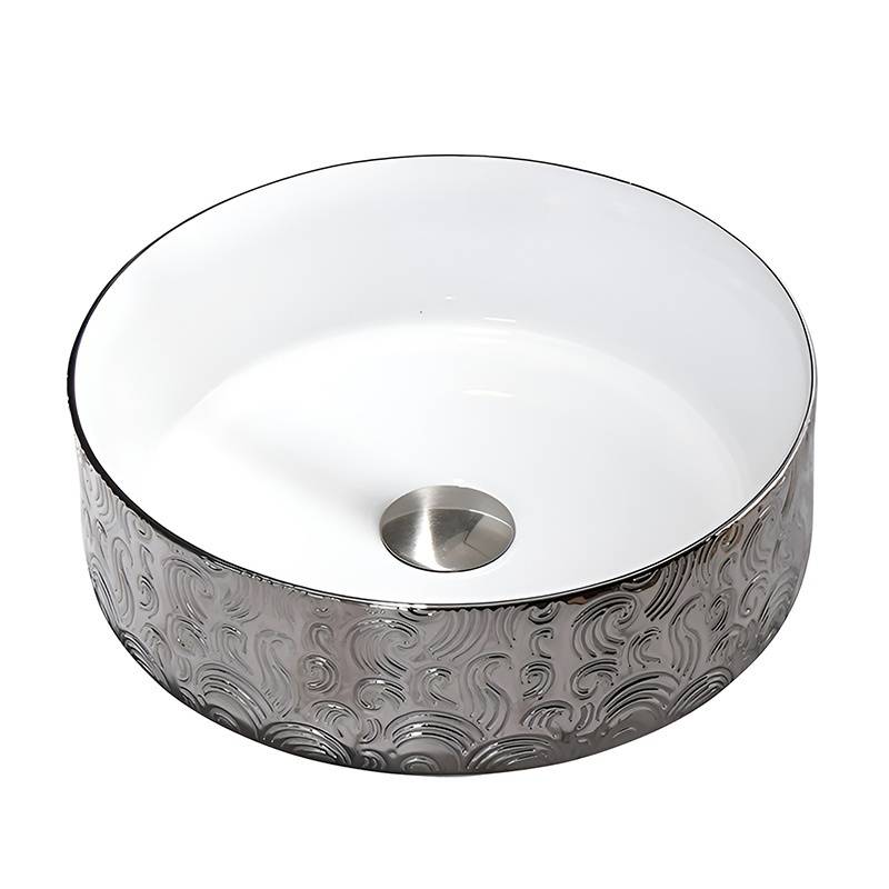 UMYWALKA NABLATOWA CERAMICZNA OKRĄGŁA LAVA-WH-SV-MOD3-360 SREBRNA LAVA-WH-SV-MOD3-360