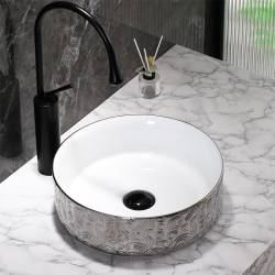 UMYWALKA NABLATOWA CERAMICZNA OKRĄGŁA LAVA-WH-SV-MOD3-360 SREBRNA LAVA-WH-SV-MOD3-360