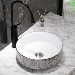 UMYWALKA NABLATOWA CERAMICZNA OKRĄGŁA LAVA-WH-SV-MOD3-360 SREBRNA LAVA-WH-SV-MOD3-360