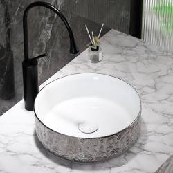 UMYWALKA NABLATOWA CERAMICZNA OKRĄGŁA LAVA-WH-SV-MOD3-360 SREBRNA LAVA-WH-SV-MOD3-360