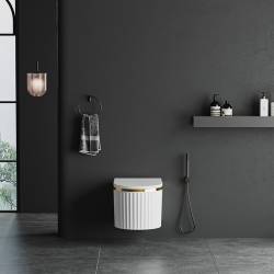 MISKA WC WISZĄCA RIMLESS LUMA-WH-GL-RIM-03 BIAŁA DESKA WOLNOOPADAJĄCA DUROPLAST LUMA-WH-GL-RIM-03