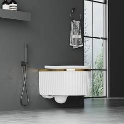 MISKA WC WISZĄCA RIMLESS LUMA-WH-GL-RIM-03 BIAŁA DESKA WOLNOOPADAJĄCA DUROPLAST LUMA-WH-GL-RIM-03