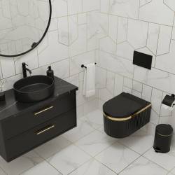 MISKA WC WISZĄCA RIMLESS LUMA-BL-GL-RIM-03 CZARNA DESKA WOLNOOPADAJĄCA DUROPLAST LUMA-BL-GL-RIM-03