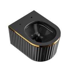 MISKA WC WISZĄCA RIMLESS LUMA-BL-GL-RIM-03 CZARNA DESKA WOLNOOPADAJĄCA DUROPLAST LUMA-BL-GL-RIM-03
