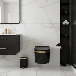 MISKA WC WISZĄCA RIMLESS LUMA-BL-GL-RIM-03 CZARNA DESKA WOLNOOPADAJĄCA DUROPLAST LUMA-BL-GL-RIM-03