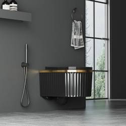 MISKA WC WISZĄCA RIMLESS LUMA-BL-GL-RIM-03 CZARNA DESKA WOLNOOPADAJĄCA DUROPLAST LUMA-BL-GL-RIM-03