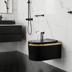 MISKA WC WISZĄCA RIMLESS LUMA-BL-GL-RIM-03 CZARNA DESKA WOLNOOPADAJĄCA DUROPLAST LUMA-BL-GL-RIM-03