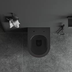 MISKA WC WISZĄCA RIMLESS LUMA-BL-GL-RIM-03 CZARNA DESKA WOLNOOPADAJĄCA DUROPLAST LUMA-BL-GL-RIM-03