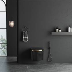 MISKA WC WISZĄCA RIMLESS LUMA-BL-GL-RIM-03 CZARNA DESKA WOLNOOPADAJĄCA DUROPLAST LUMA-BL-GL-RIM-03