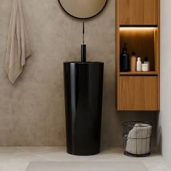 UMYWALKA WOLNOSTOJĄCA CERAMICZNA OGRĄGŁA LINO-BL-400 CZARNA LINO-BL-400