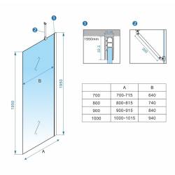 ŚCIANKA SZYBA PRYSZNICOWA ZES-KZ24-CH-70 SZYBA WALK-IN 70 CM 6 MM CHROM