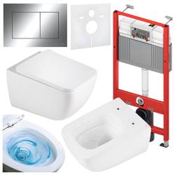 ZESTAW PODTYNKOWY WC STELAŻ TECE MISKA YUZU-WH-TR-03 PRZYCISK TC-9240401 CHROM