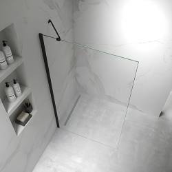 ŚCIANKA SZYBA PRYSZNICOWA ZES-KZ24-BL-70 SZYBA WALK-IN 70 CM 6 MM CZARNA