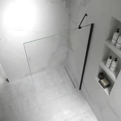 ŚCIANKA SZYBA PRYSZNICOWA ZES-KZ24-BL-90 SZYBA WALK-IN 90 CM 6 MM CZARNA