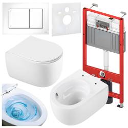 ZESTAW PODTYNKOWY WC STELAŻ TECE MISKA LAKE-WH-TR-03 PRZYCISK TC-9240417 BIAŁY MAT