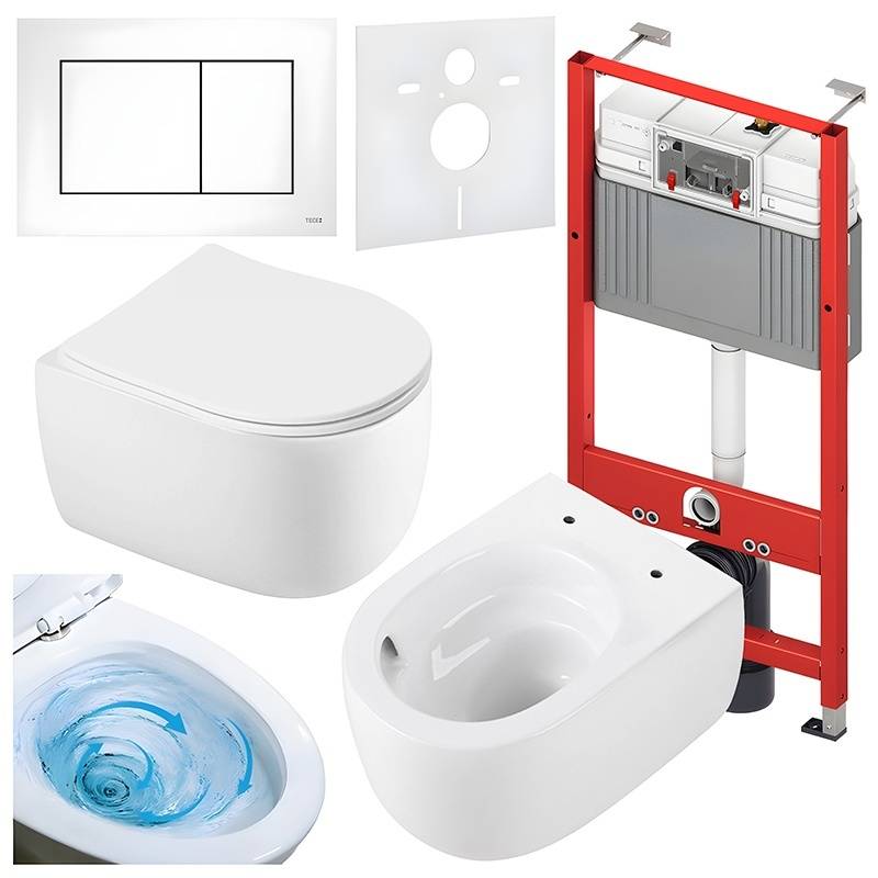 ZESTAW PODTYNKOWY WC STELAŻ TECE MISKA LAKE-WH-TR-03 PRZYCISK TC-9240417 BIAŁY MAT