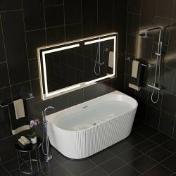 WANNA WOLNOSTOJĄCA PRZYŚCIENNA RYFLOWANA CARLO2 517D2 BIAŁA PRZELEW CHROM 170x75 CM CARLO2-517D2