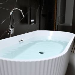 WANNA WOLNOSTOJĄCA PRZYŚCIENNA RYFLOWANA CARLO2 517D2 BIAŁA PRZELEW CHROM 170x75 CM CARLO2-517D2