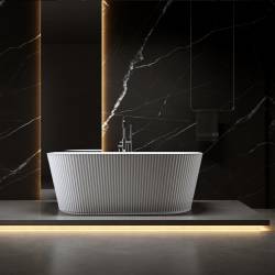 WANNA WOLNOSTOJĄCA PRZYŚCIENNA RYFLOWANA CARLO2 517D2 BIAŁA PRZELEW CHROM 170x75 CM CARLO2-517D2