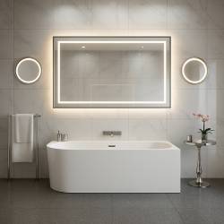 WANNA WOLNOSTOJĄCA PRZYŚCIENNA MERA2 509C2 PRAWA BIAŁA PRZELEW CHROM 160x75 CM MERA2-509C2-R