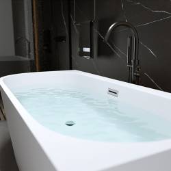 WANNA WOLNOSTOJĄCA PRZYŚCIENNA MERA2 509C2 PRAWA BIAŁA PRZELEW CHROM 160x75 CM MERA2-509C2-R