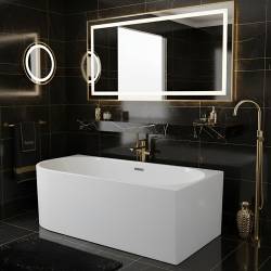 WANNA WOLNOSTOJĄCA PRZYŚCIENNA MERA2 509C2 PRAWA BIAŁA PRZELEW CHROM 160x75 CM MERA2-509C2-R