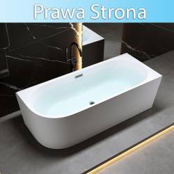 WANNA WOLNOSTOJĄCA PRZYŚCIENNA MERA2 509C2 PRAWA BIAŁA PRZELEW CHROM 160x75 CM MERA2-509C2-R