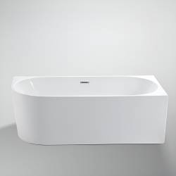WANNA WOLNOSTOJĄCA PRZYŚCIENNA MERA2 509C2 PRAWA BIAŁA PRZELEW CHROM 160x75 CM MERA2-509C2-R