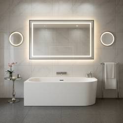WANNA WOLNOSTOJĄCA PRZYŚCIENNA MERA2 509C2 LEWA BIAŁA PRZELEW CHROM 160x75 CM MERA2-509C2-L