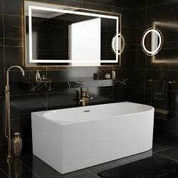 WANNA WOLNOSTOJĄCA PRZYŚCIENNA MERA2 509C2 LEWA BIAŁA PRZELEW CHROM 160x75 CM MERA2-509C2-L