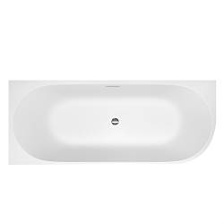 WANNA WOLNOSTOJĄCA PRZYŚCIENNA MERA2 509C2 LEWA BIAŁA PRZELEW CHROM 160x75 CM MERA2-509C2-L
