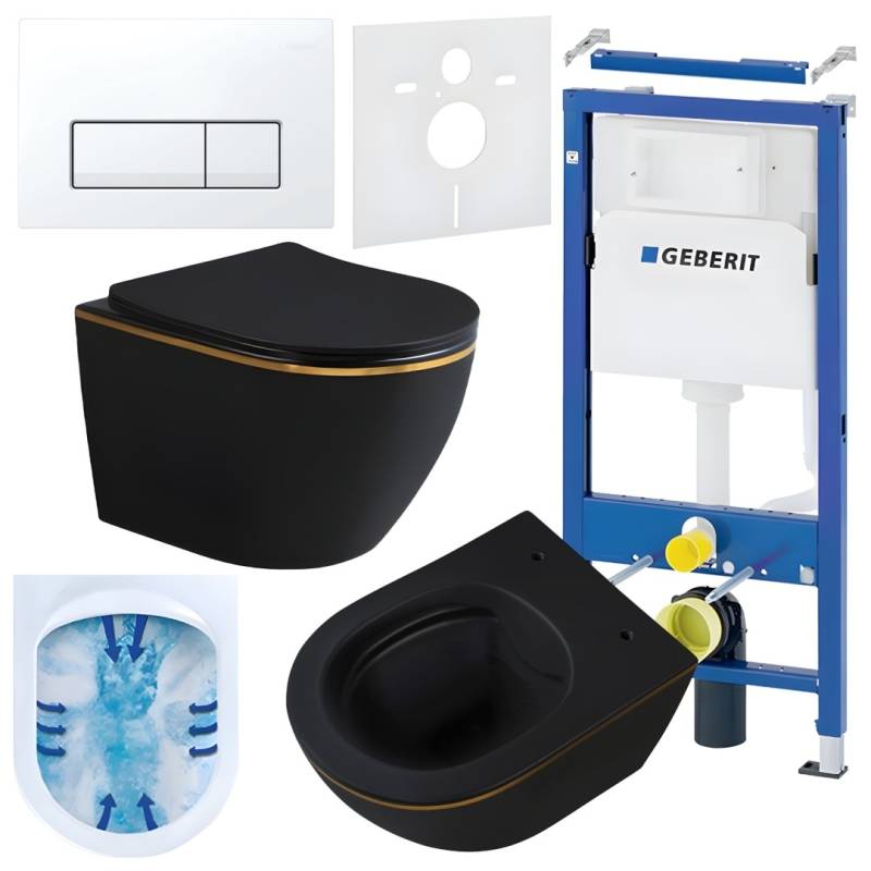 ZESTAW PODTYNKOWY WC STELAŻ GEBERIT DUOFIX MISKA MIZU-MTB-GL-RIM-03 PRZYCISK DELTA 50 BIAŁY