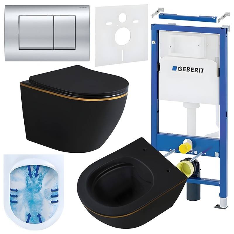 ZESTAW PODTYNKOWY WC STELAŻ GEBERIT DUOFIX MISKA MIZU-MTB-GL-RIM-03 PRZYCISK DELTA 30 CHROM