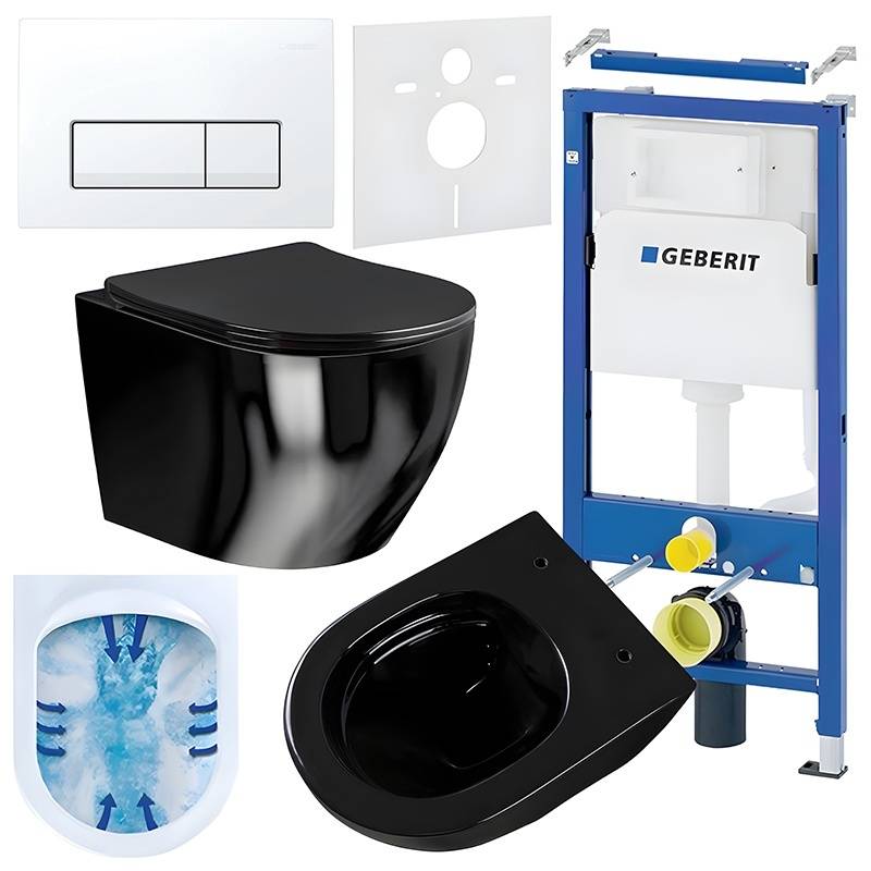 ZESTAW PODTYNKOWY WC STELAŻ GEBERIT DUOFIX MISKA MIZU-BL-RIM-03 PRZYCISK DELTA 50 BIAŁY