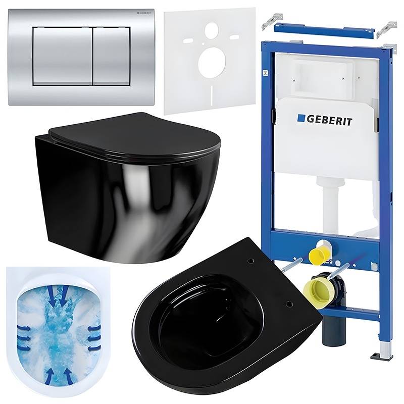ZESTAW PODTYNKOWY WC STELAŻ GEBERIT DUOFIX MISKA MIZU-BL-RIM-03 PRZYCISK DELTA 30 CHROM