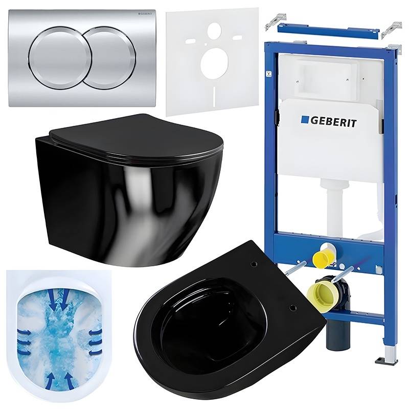 ZESTAW PODTYNKOWY WC STELAŻ GEBERIT DUOFIX MISKA MIZU-BL-RIM-03 PRZYCISK DELTA 01 CHROM