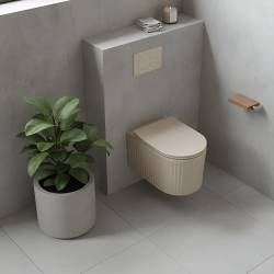 MISKA WC WISZĄCA RIMLESS LUMA-CAP-RIM-03 CAPPUCCINO RYFLOWANA DESKA WOLNOOPADAJĄCA DUROPLAST LUMA-CAP-RIM-03